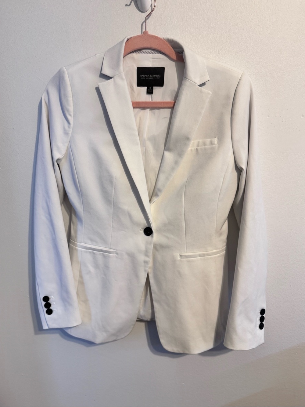 Banana Republic Long and Lean White Blazer Size 0